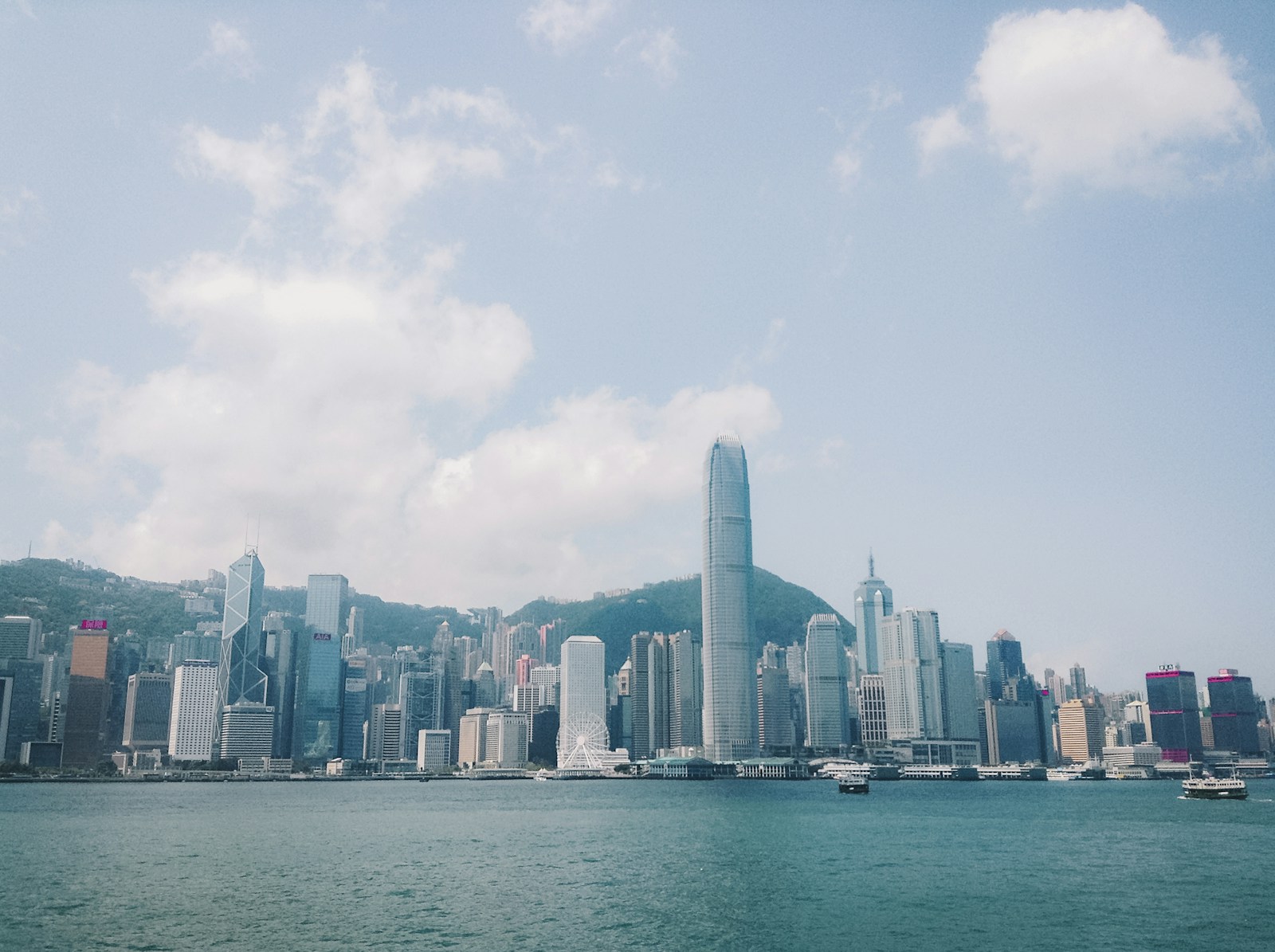 The business districts of Hong Kong Island across the harbour